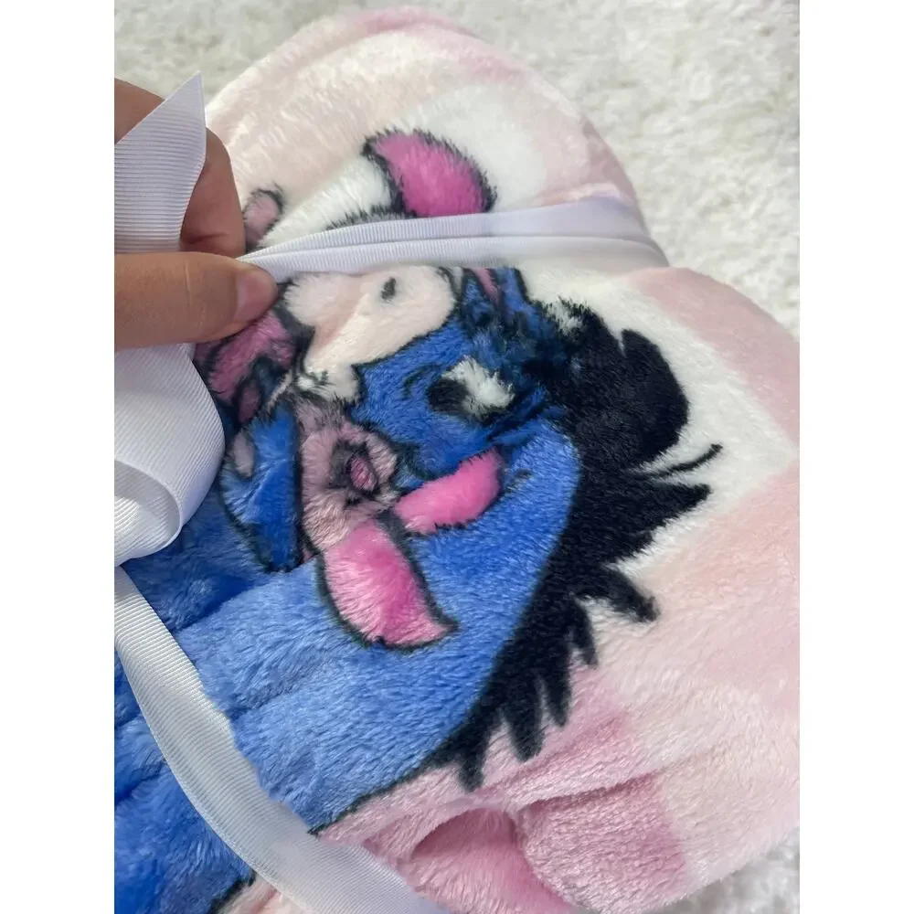 Disney Winnie the Pooh Eeyore Piglet Silk Touch Throw Blanket 60 x 70 Pink Heart